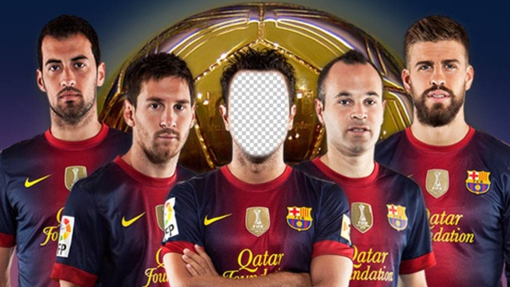Fotomontagem onde você pode colocar sua foto em um jogador de futebol Barcelona ..