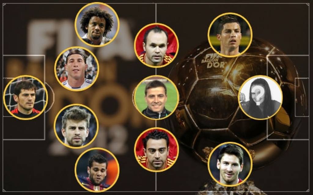 Fotomontagem de selecionar o melhor time do ano, em que você pode colocar uma imagem como um avançado. ..