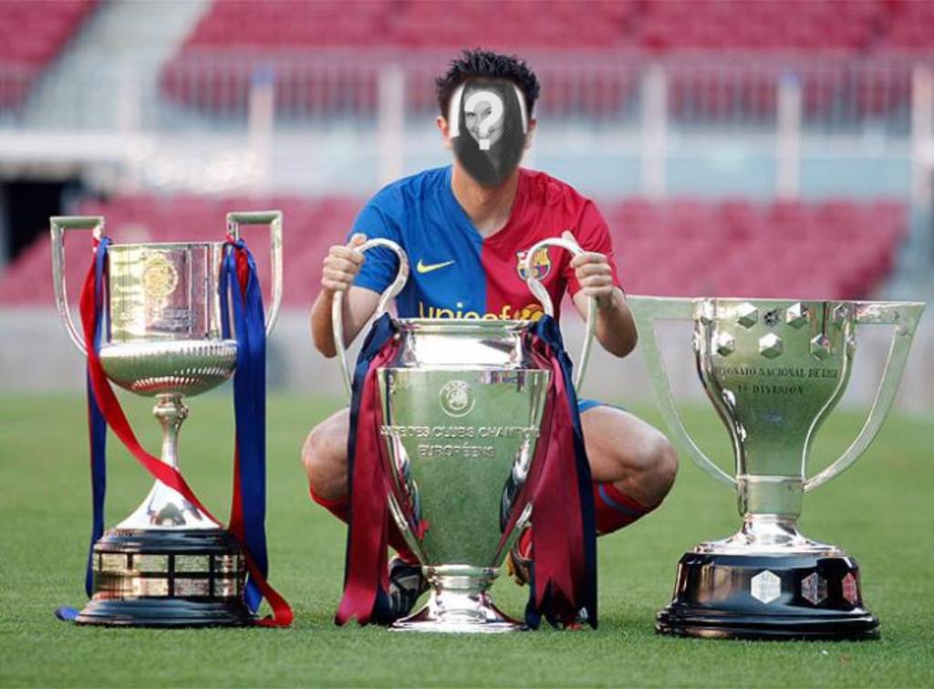 Fotomontagem e fazer a sua foto com o trio, Copa e agudos Liga dos Campeões FC..