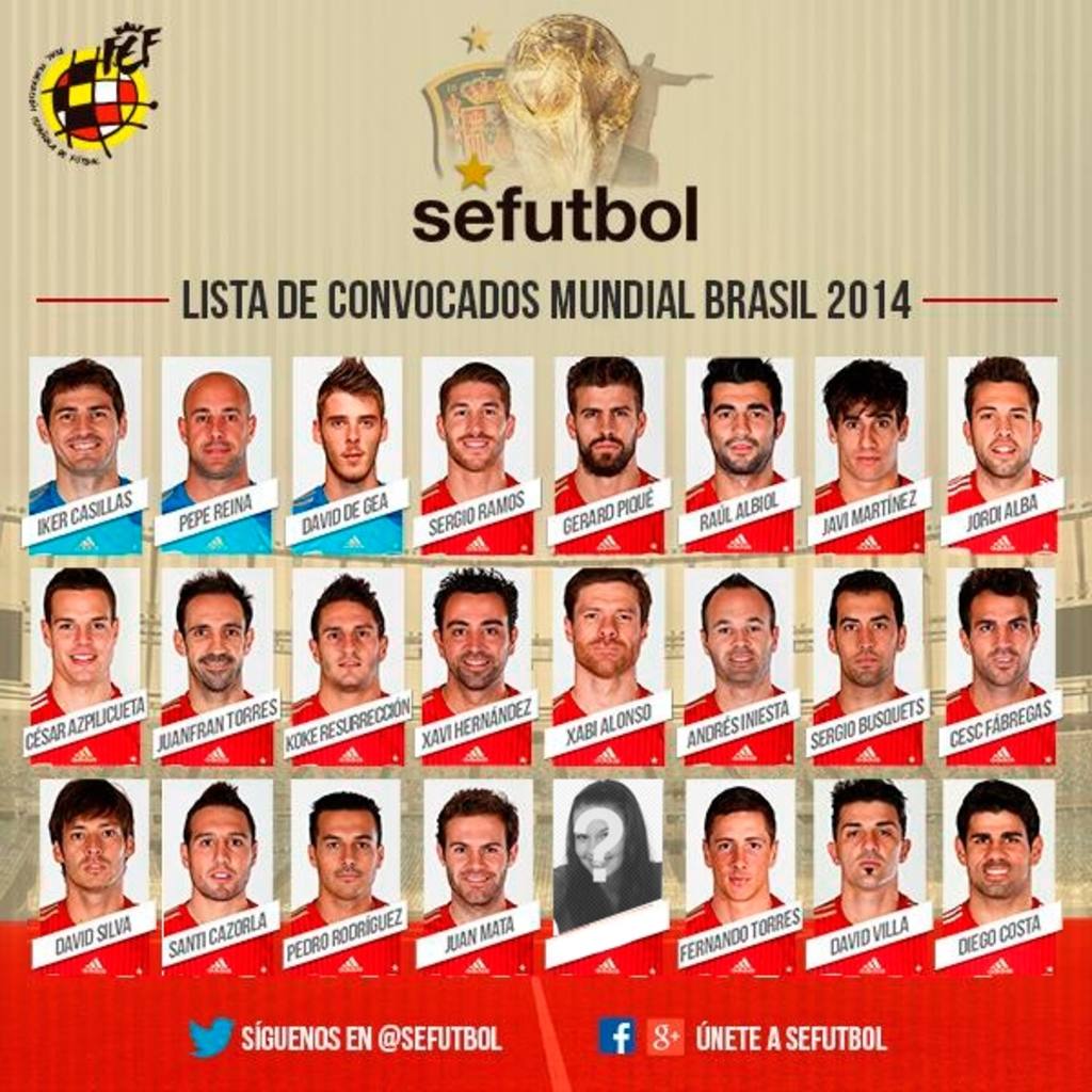 Fotomontagem da seleção espanhola para a Copa do Mundo Brasil 2014 ..