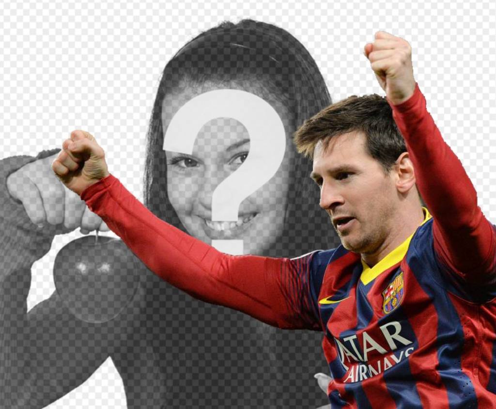 Fotomontagem com Messi Barca para colocar sua foto. ..