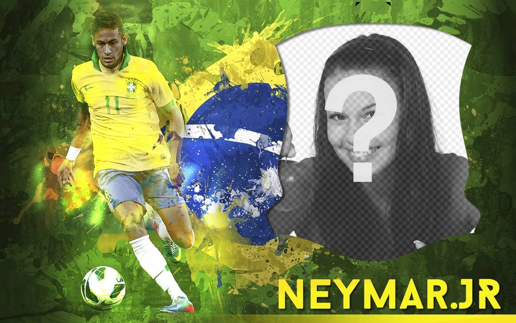 Fotomontagem com Neymar Jr. atacante seleção brasileira de futebol. ..