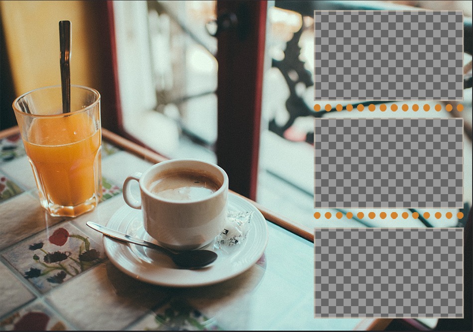 Colagem de bom dia com café e café da manhã suco. ..
