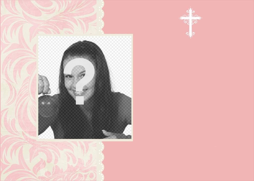 Batizado convite com rosa foto com uma cruz. Use este convite quadro ..