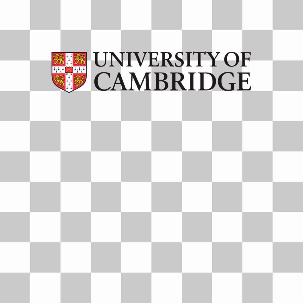 A etiqueta com o logotipo da Universidade de Cambridge ..