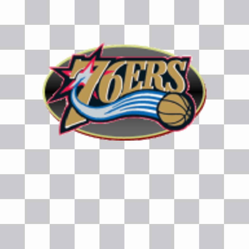 Etiqueta com o Philadelphia 76ers logotipo da equipe. ..