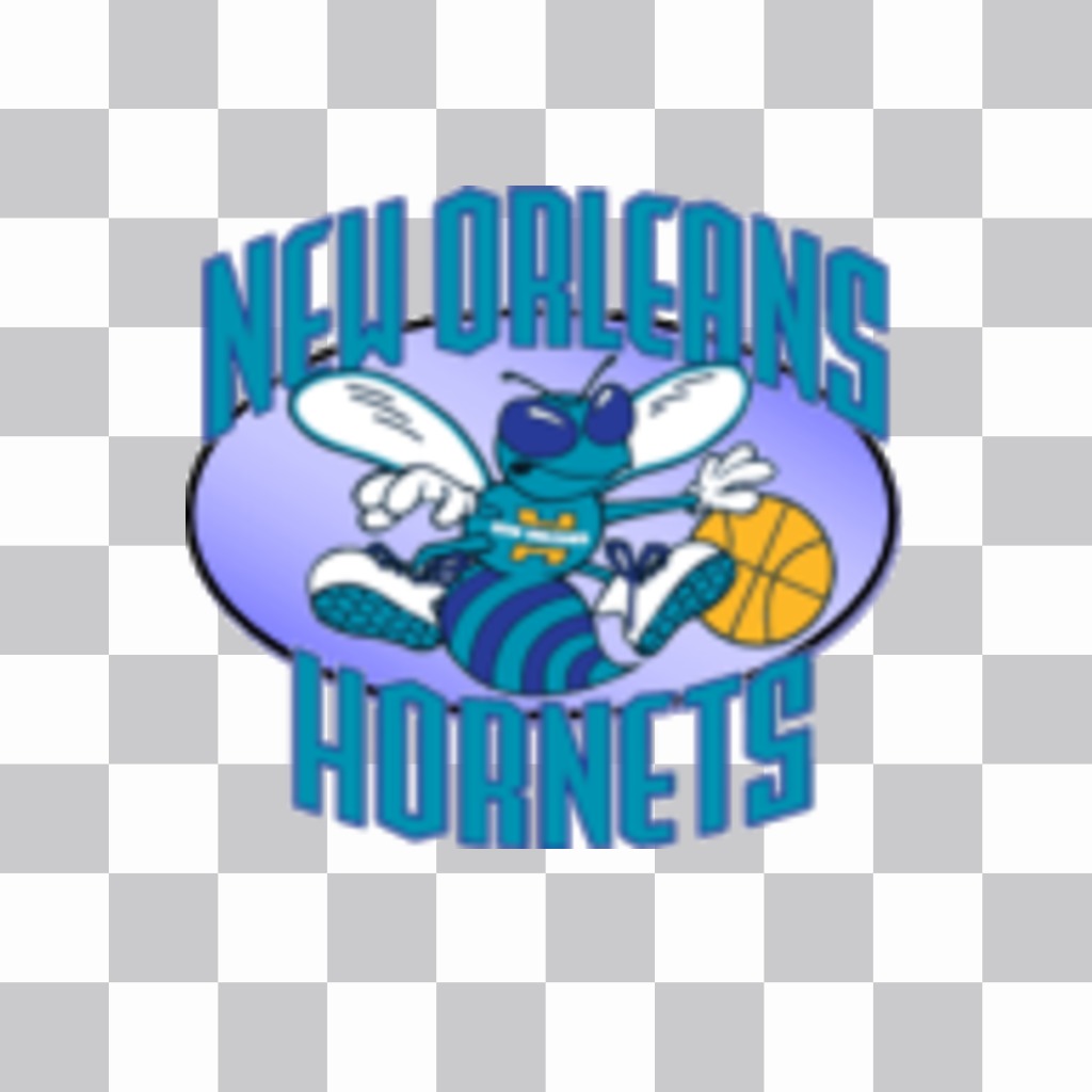 Etiqueta com o logotipo dos New Orleans Hornets. ..
