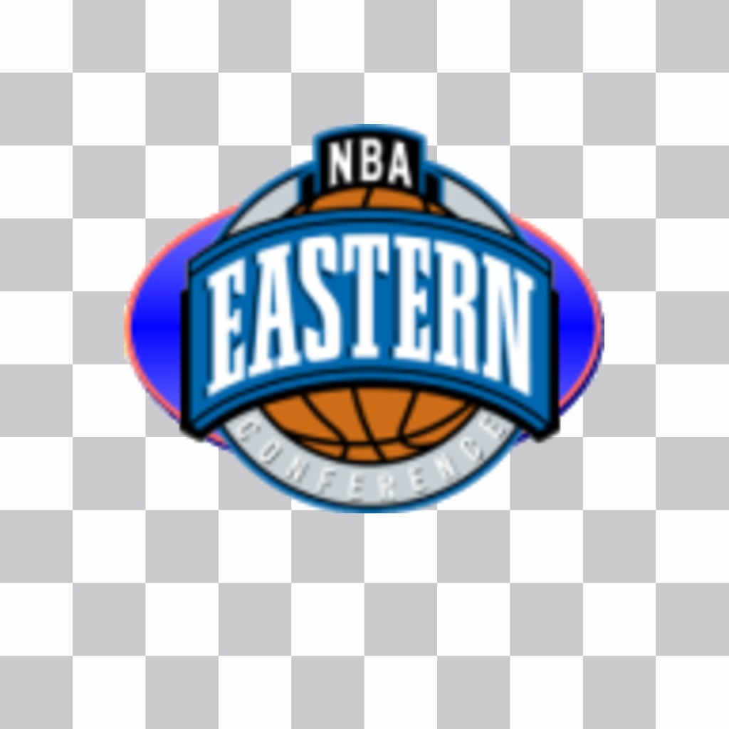 Etiqueta com a logomarca da Conferência Leste da NBA. ..