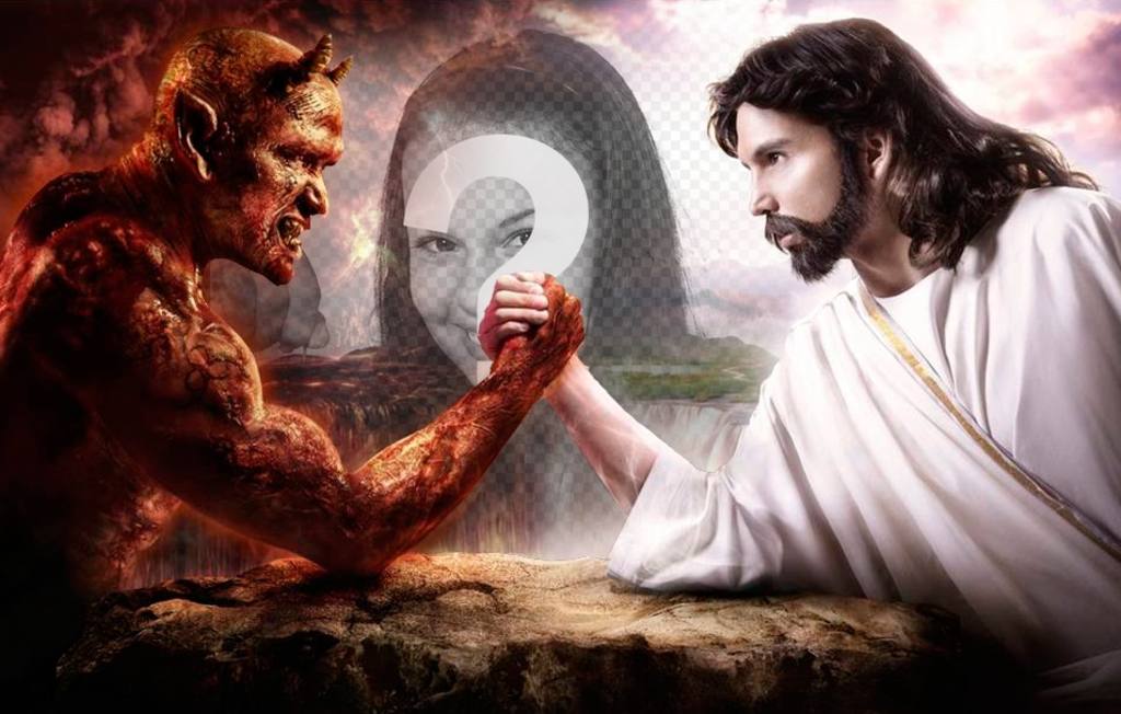 Fotomontagem para colocar sua foto entre o bem eo mal. ..