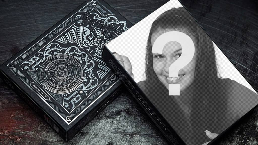 Coloque sua foto em um baralho de cartas escuros. ..