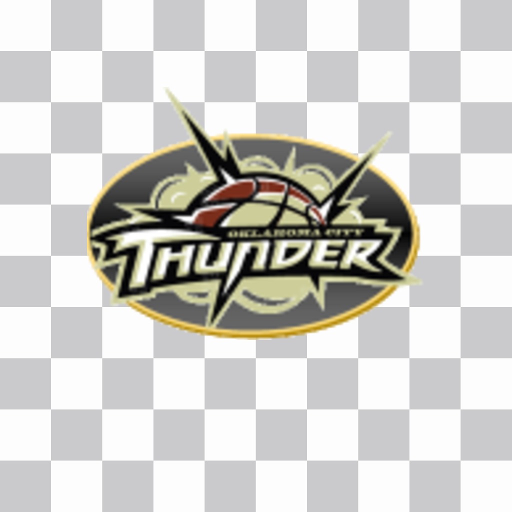 Etiqueta com o logotipo do Oklahoma City Thunder. ..