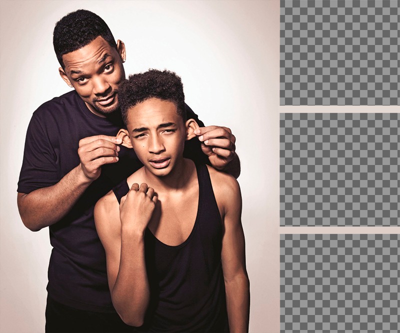 Fotomontagem para três fotos com Will e Jaden Smith ..