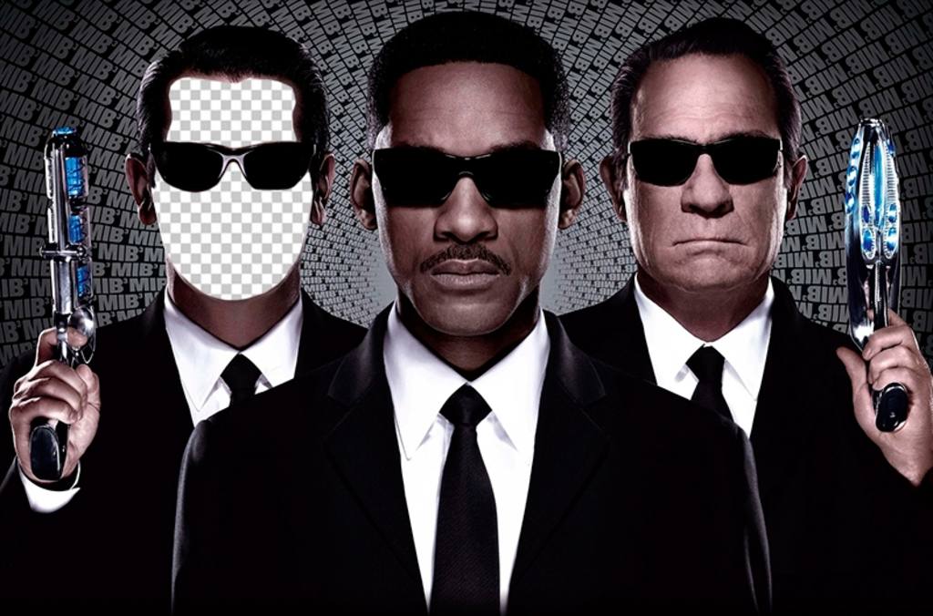 Fotomontagem com Homens em agentes de preto para colocar seu rosto ..
