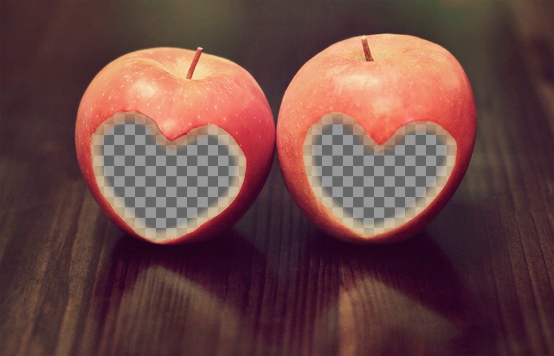 Amor fotomontagem para duas fotos com maçãs ..