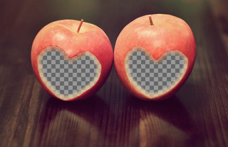Amor fotomontagem para duas fotos com maçãs ..