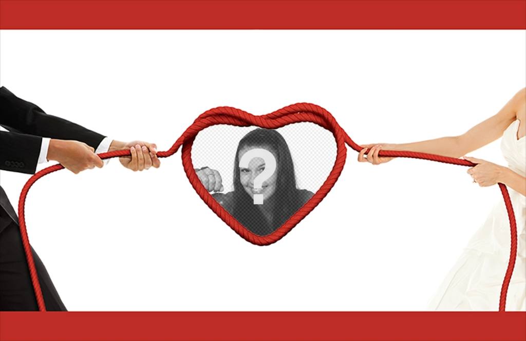 Amor fotomontagem para colocar uma foto em uma corda coração ..