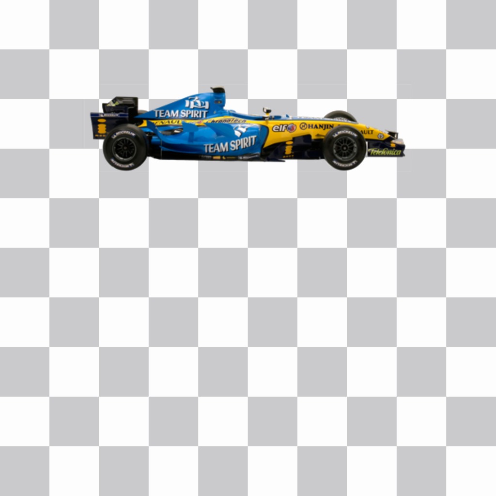 Etiqueta com um carro de Fórmula 1 Renault para sua foto ..