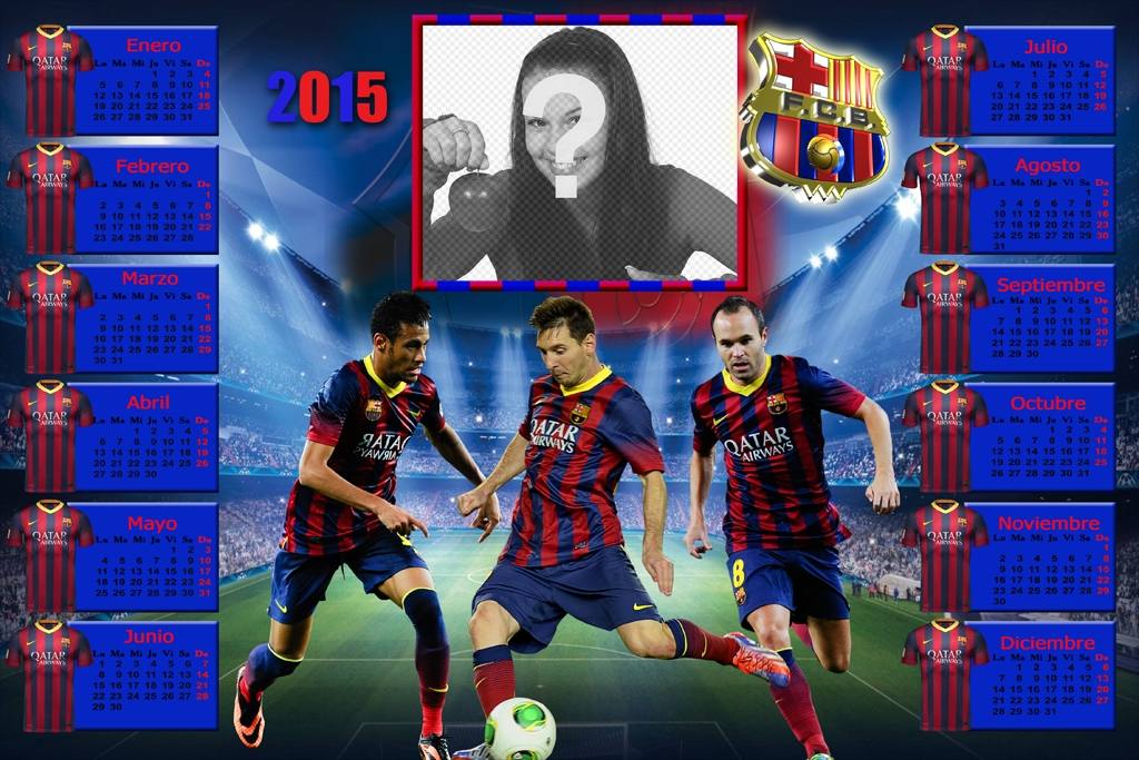 Calendário de FC Barcelona 2015 para personalizar com sua foto. ..