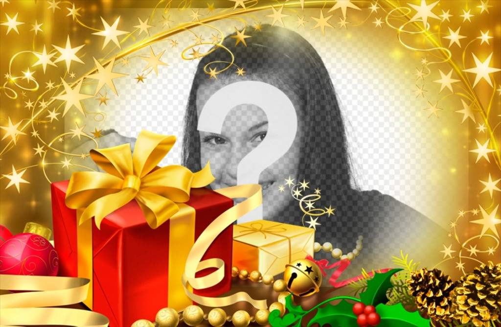 Moldura para presentes de Natal e reflexos dourados. ..