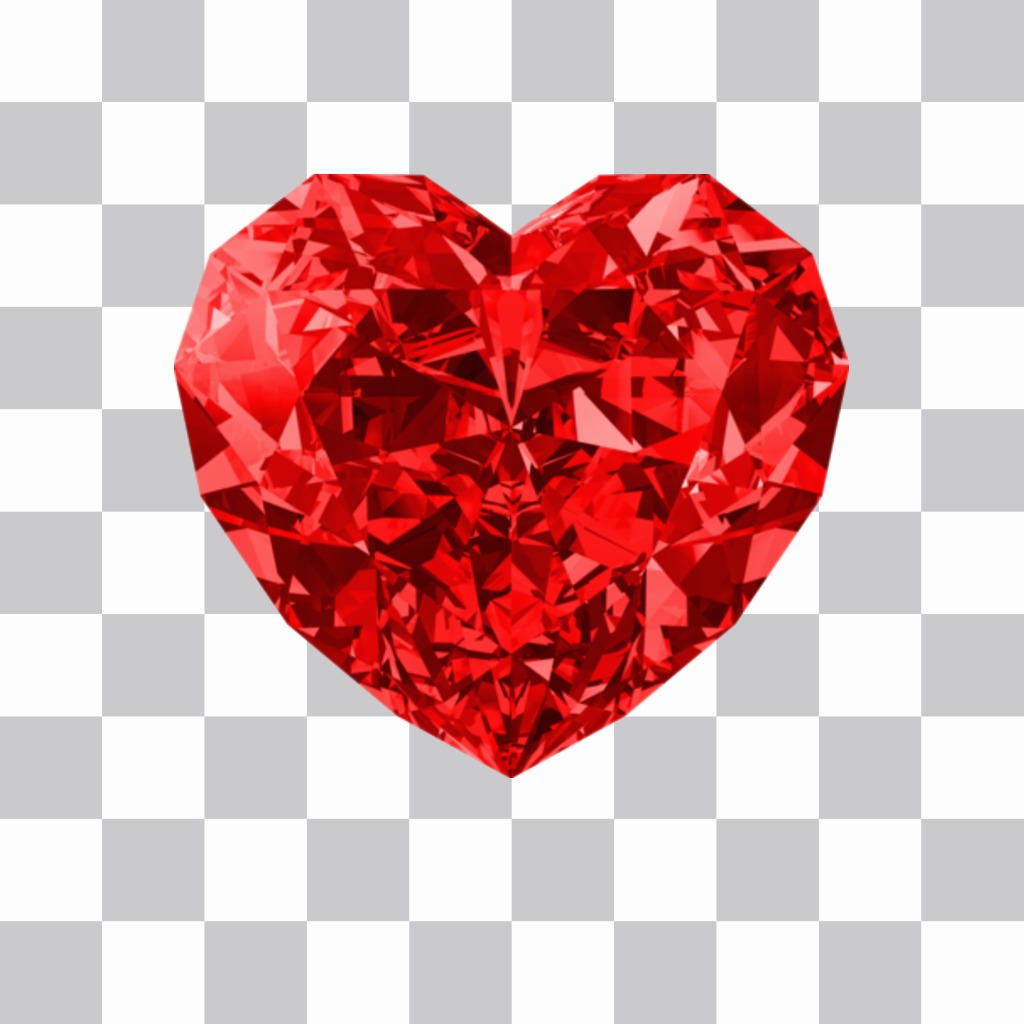 Fotomontagem on-line para colocar um diamante em forma de coração vermelho em suas..