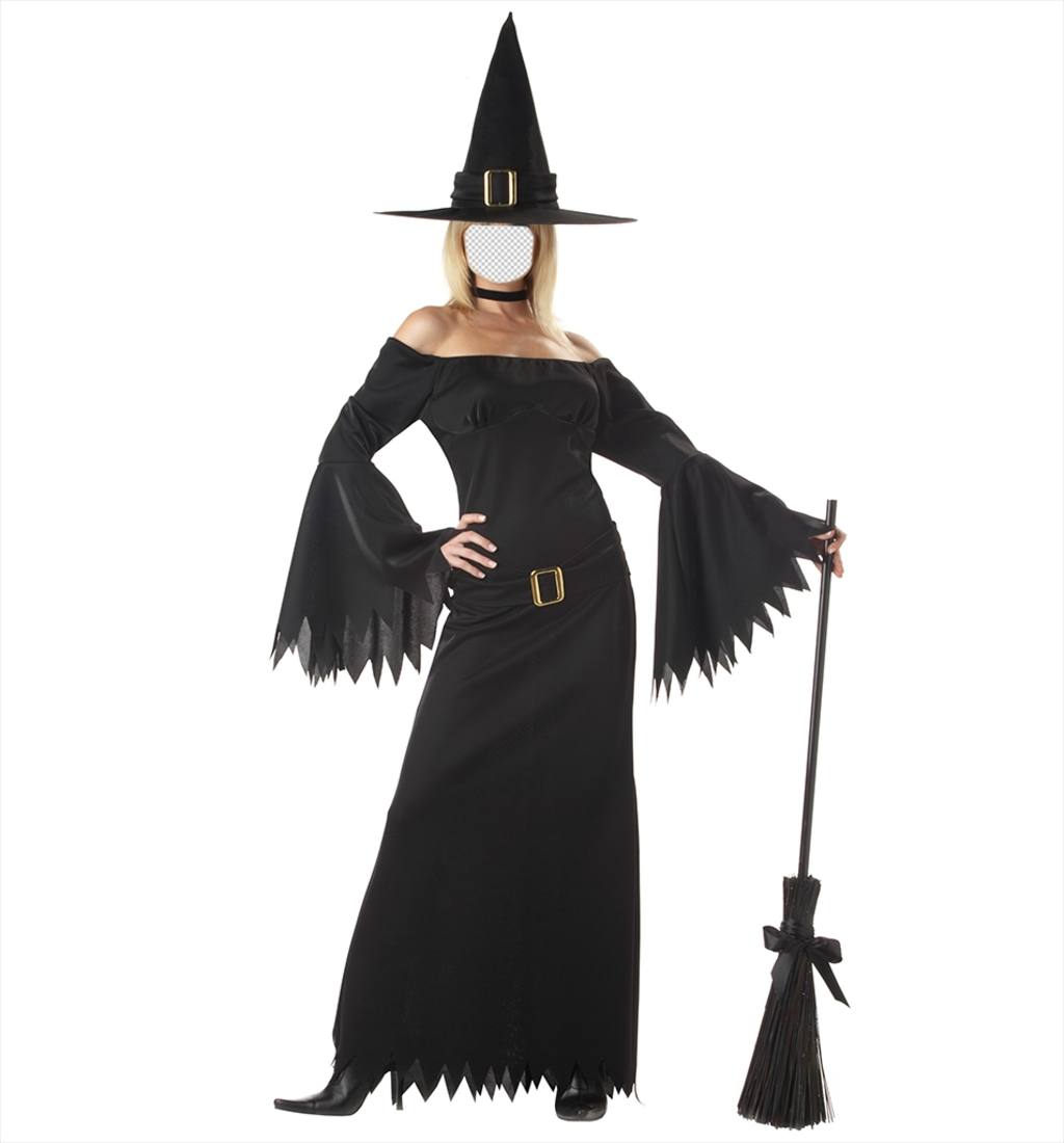 Fotomontagem da mulher com traje da bruxa sexy. ..