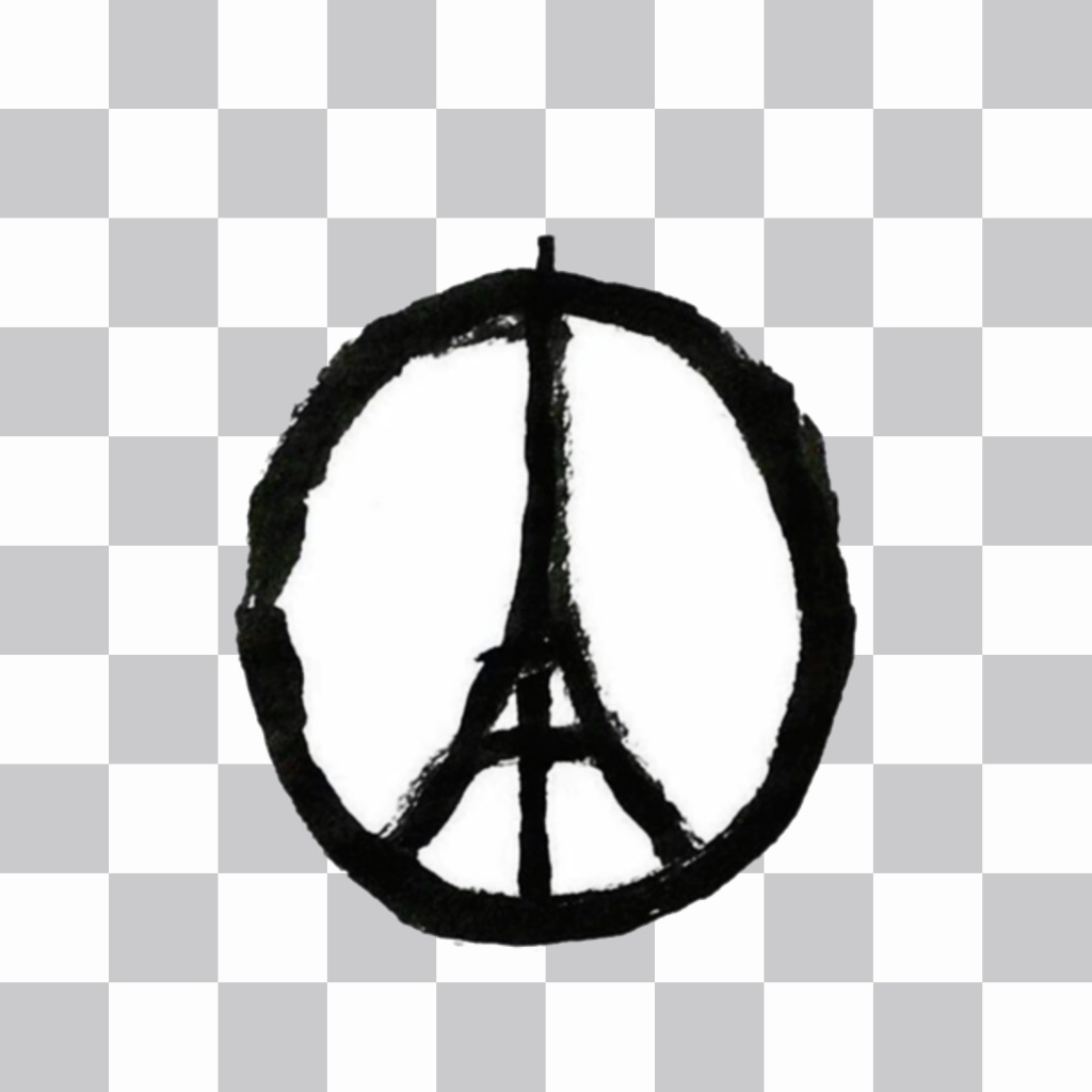 Desenho símbolo da paz com a torre Eiffel no meio para apoiar colocando a França na sua imagem de..