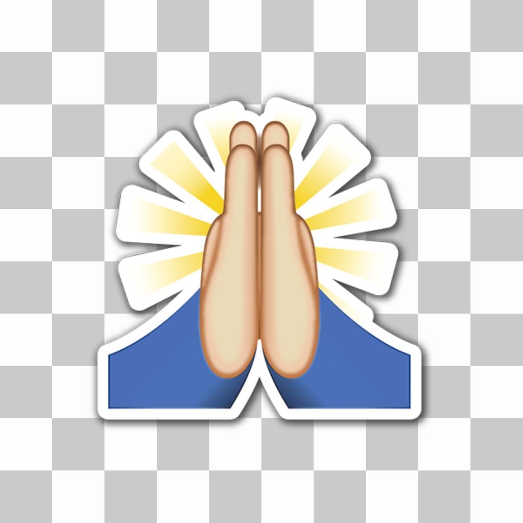 Etiqueta do emoji com as mãos juntas para rezar. ..