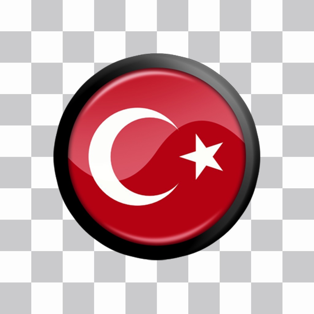 Etiqueta de um botão com a bandeira da Turquia para as suas fotos ..