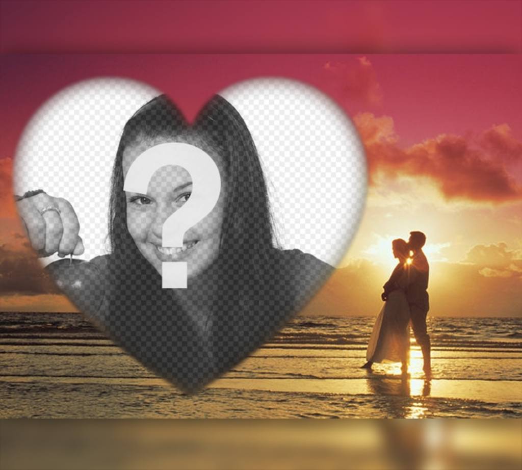 efeito romântico para fazer upload de sua foto com um casal em um pôr do sol ..