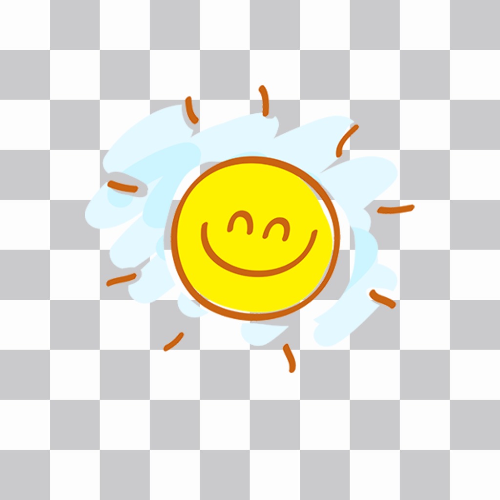 Etiqueta de um desenho de um sol feliz com um grande sorriso ..