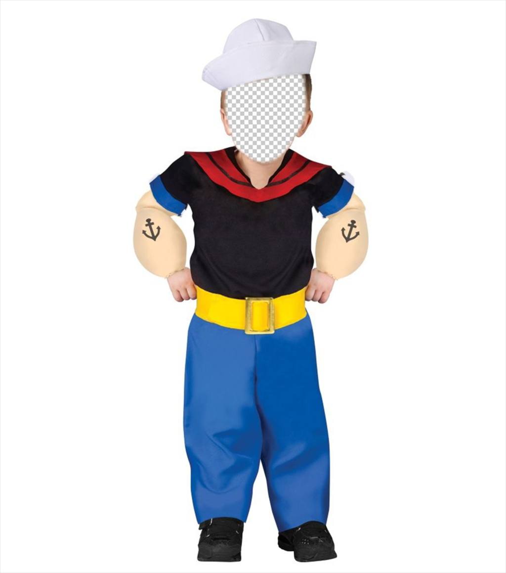 Montagem de uma linha disfarce de Popeye the Sailor Man para crianças ..