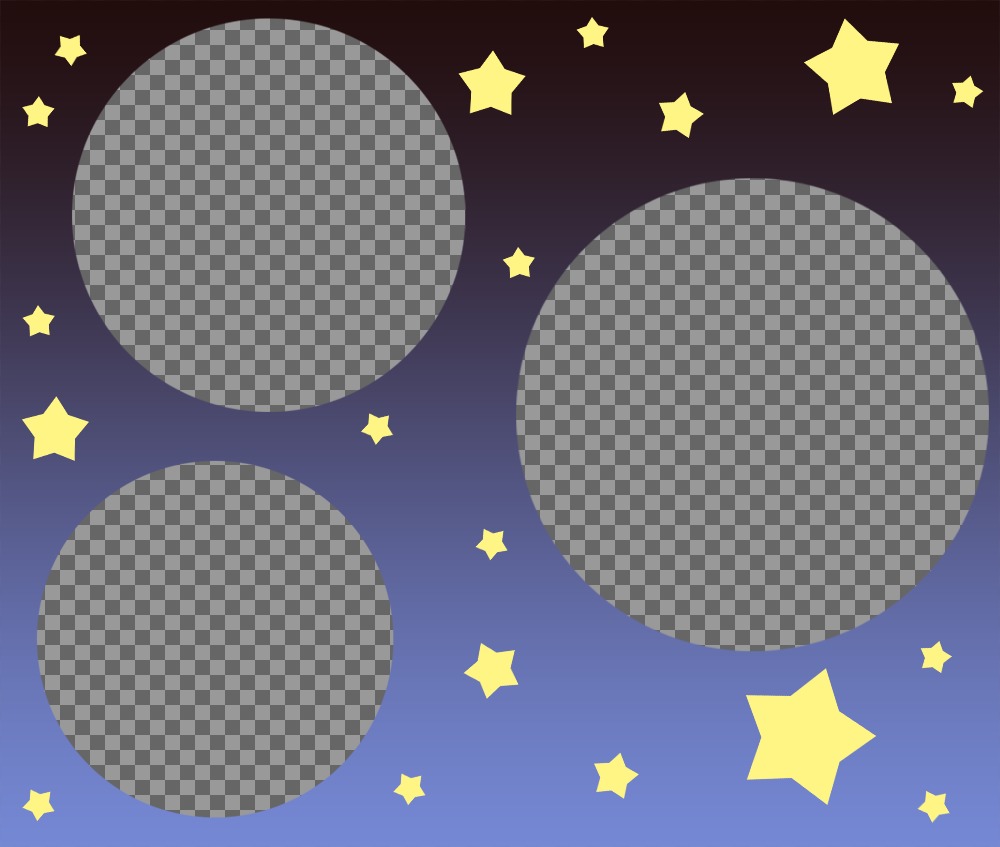 Colagem especial para carregar três fotos decoradas com estrelas ..