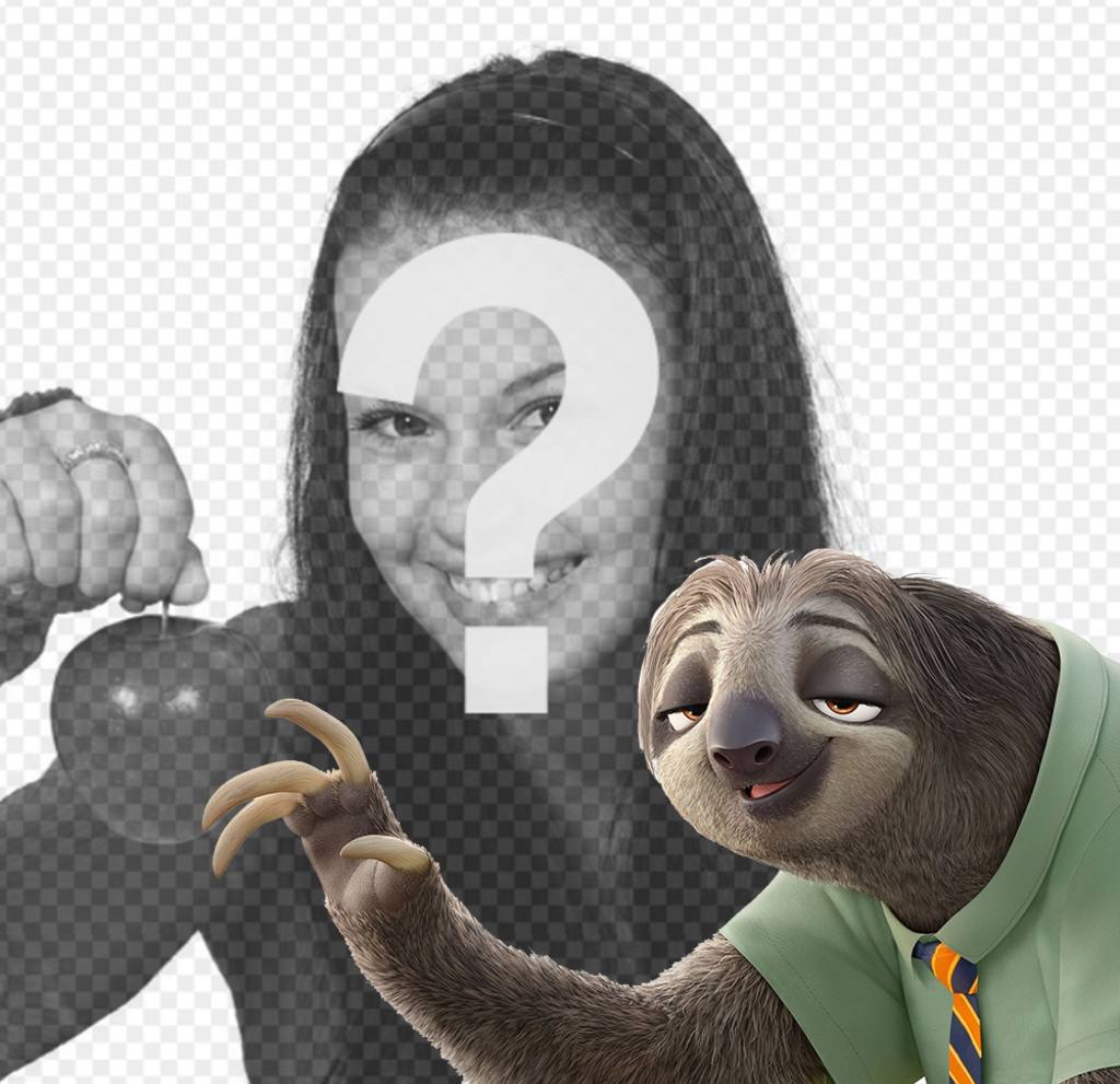 efeito da foto com a preguiça de Zootopia para enviar sua foto ..