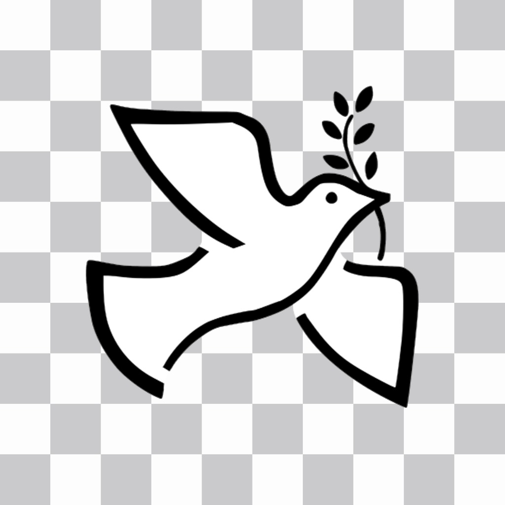 Etiqueta em linha para colar a pomba branca da paz em suas imagens ..