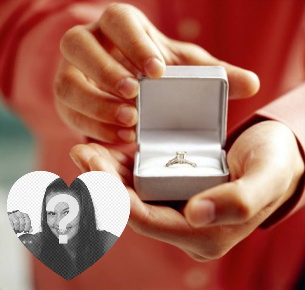 Efeito da foto para declarar o casamento com um anel de noivado ..