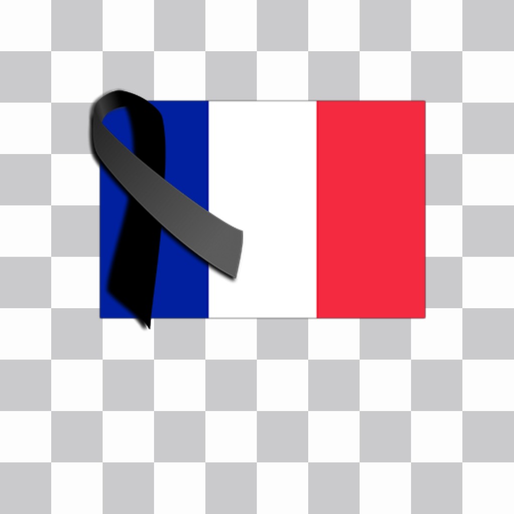 Bandeira de France com gravata preta de luto para adicionar em suas fotos ..