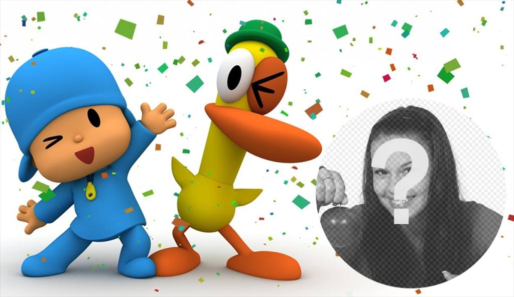Pocoyo e Pato em uma festa divertida, onde você pode colocar seu efeito Foto Foto ..