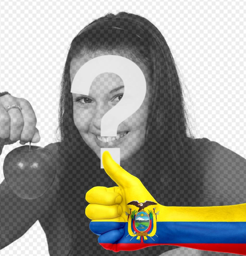 Adicionar uma mão com a bandeira de Equador pintado em suas fotos ..