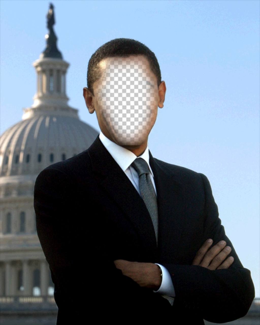 Fotomontagem de Barack Obama, presidente dos EUA para colocar sua foto ..