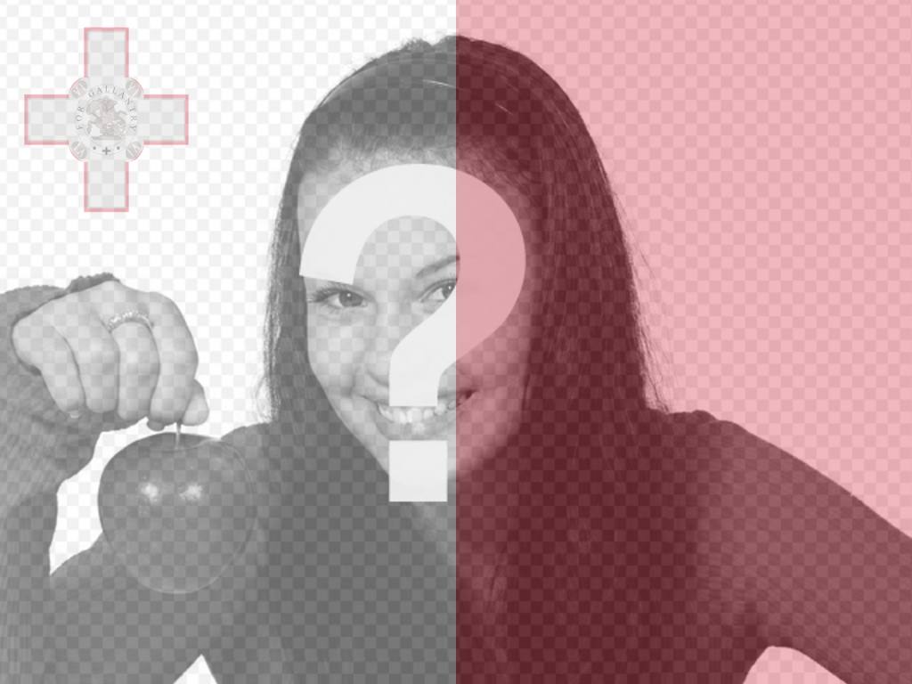 Colagem de fotos para colocar a bandeira de Malta, juntamente com sua foto do..